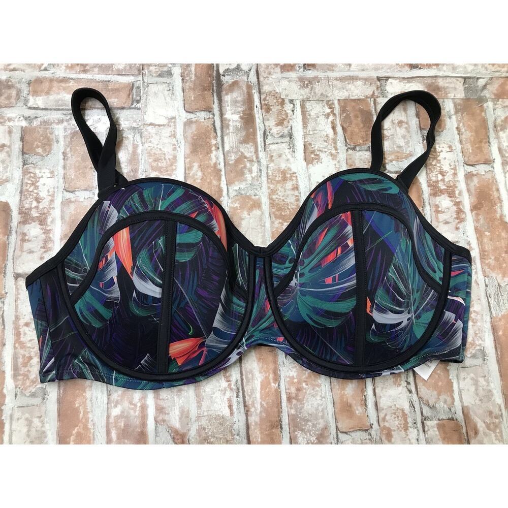 Swimsuits For All Women's Tropical Bikini Top Underwire 20 Swimwear Beach Padded